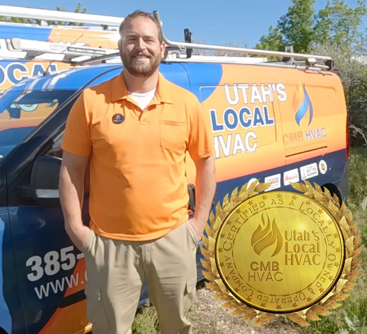 CMB HVAC technician working on a home furnace — certified, locally owned