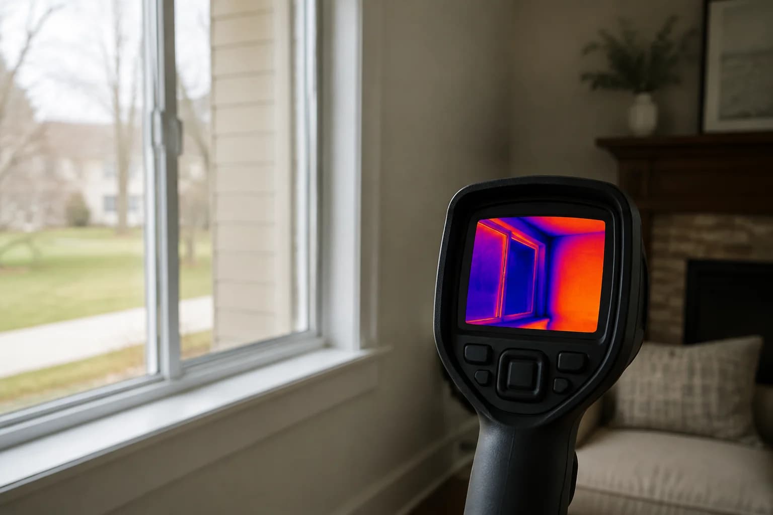 Illustration of thermal imaging around a home window