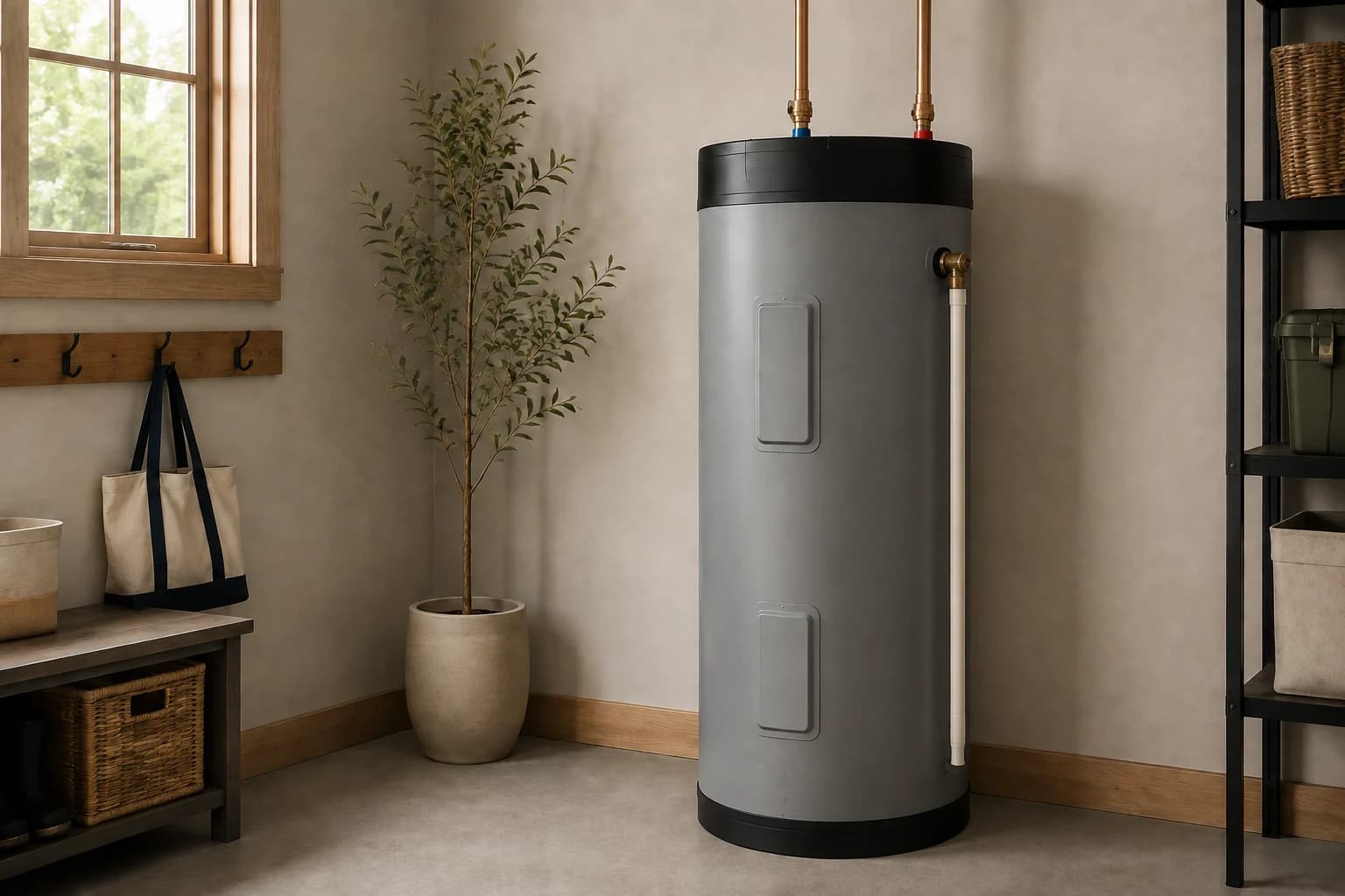 Illustration of a residential electric storage water heater